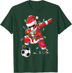 Happy Xmas Dabbing Santa Soccer Christmas Pajamas Kids T-Shirt - T-Shirt | Forest