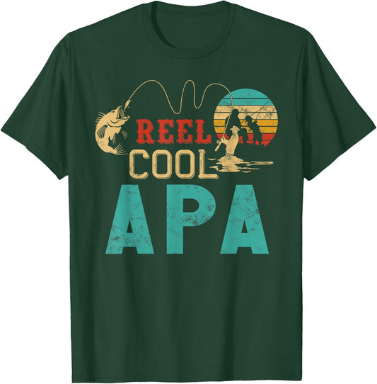 Fishing Reel Cool Apa Father’s Day Gift Fisherman Apa T-Shirt - T-Shirt | Forest