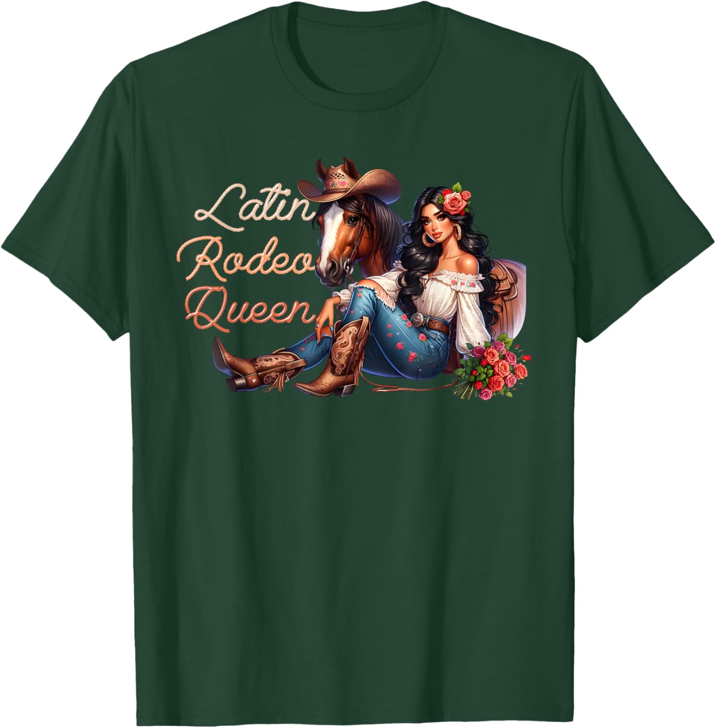 Latin Rodeo Queen Mexican Latina Cowgirl Cowboy Western T-Shirt - T-Shirt | Forest