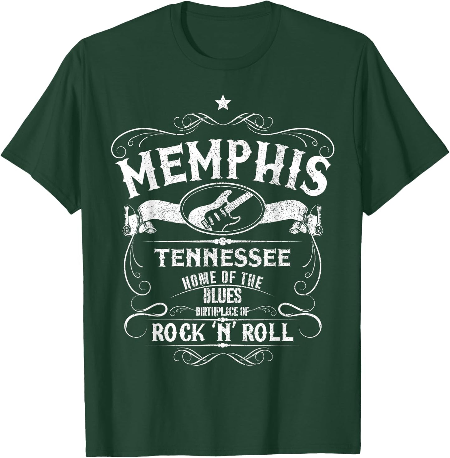 Memphis Tennessee Blues Country Music Guitar Vintage Gift Small T-Shirt - T-Shirt | Forest