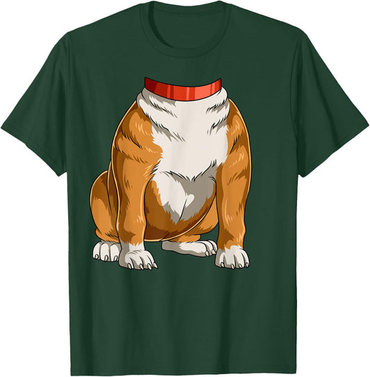 Easy Bulldog Costume Bulldog Body Headless Bulldog Costume Women Kids T-Shirt - T-Shirt | Forest