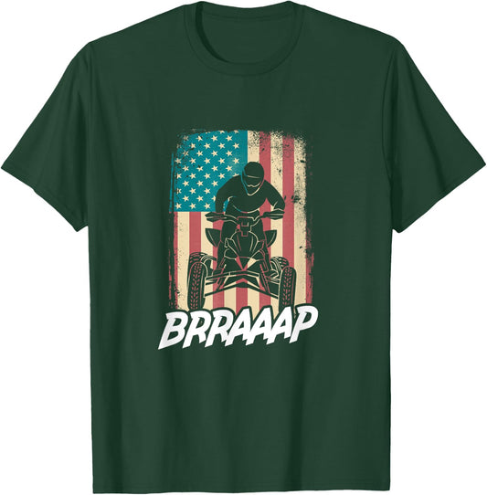 ATV USA American Flag Quad Bike Four Wheeler Biker Rider T-Shirt - T-Shirt | Forest