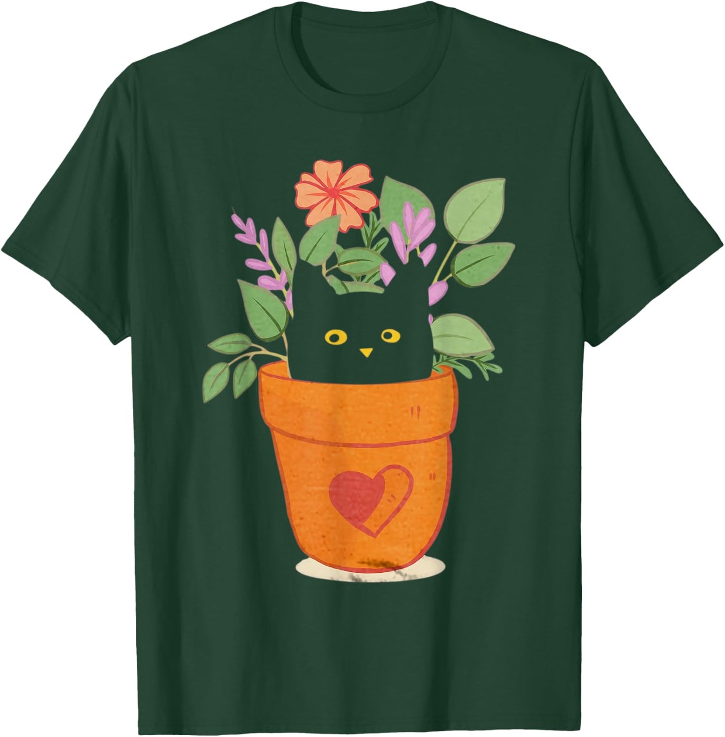 Funny Cat and Plant for Plant Lover Gardener Gardening T-Shirt - T-Shirt | Forest