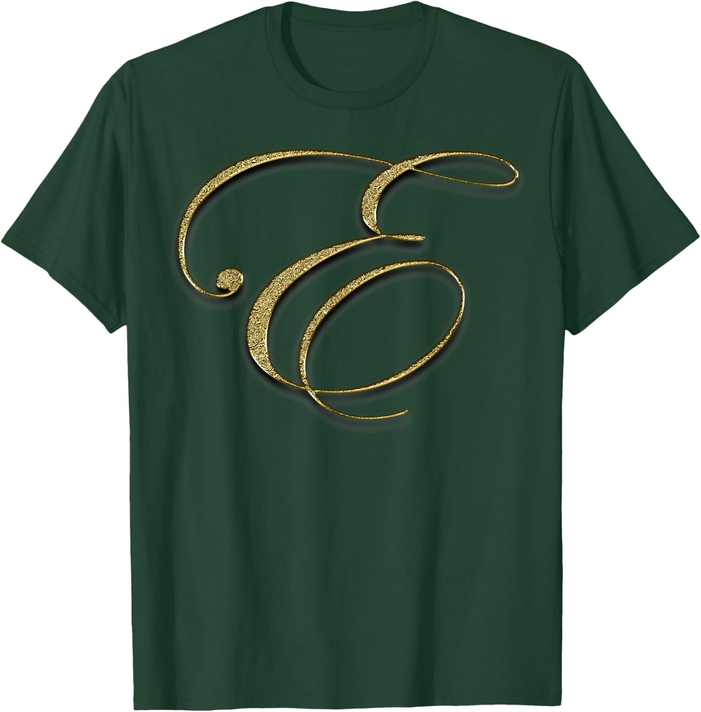 Monogram Initial Letter E Gold T-Shirt - T-Shirt | Forest