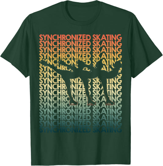 Retro Synchronized skating Repetitive Competitor T-Shirt - T-Shirt | Forest