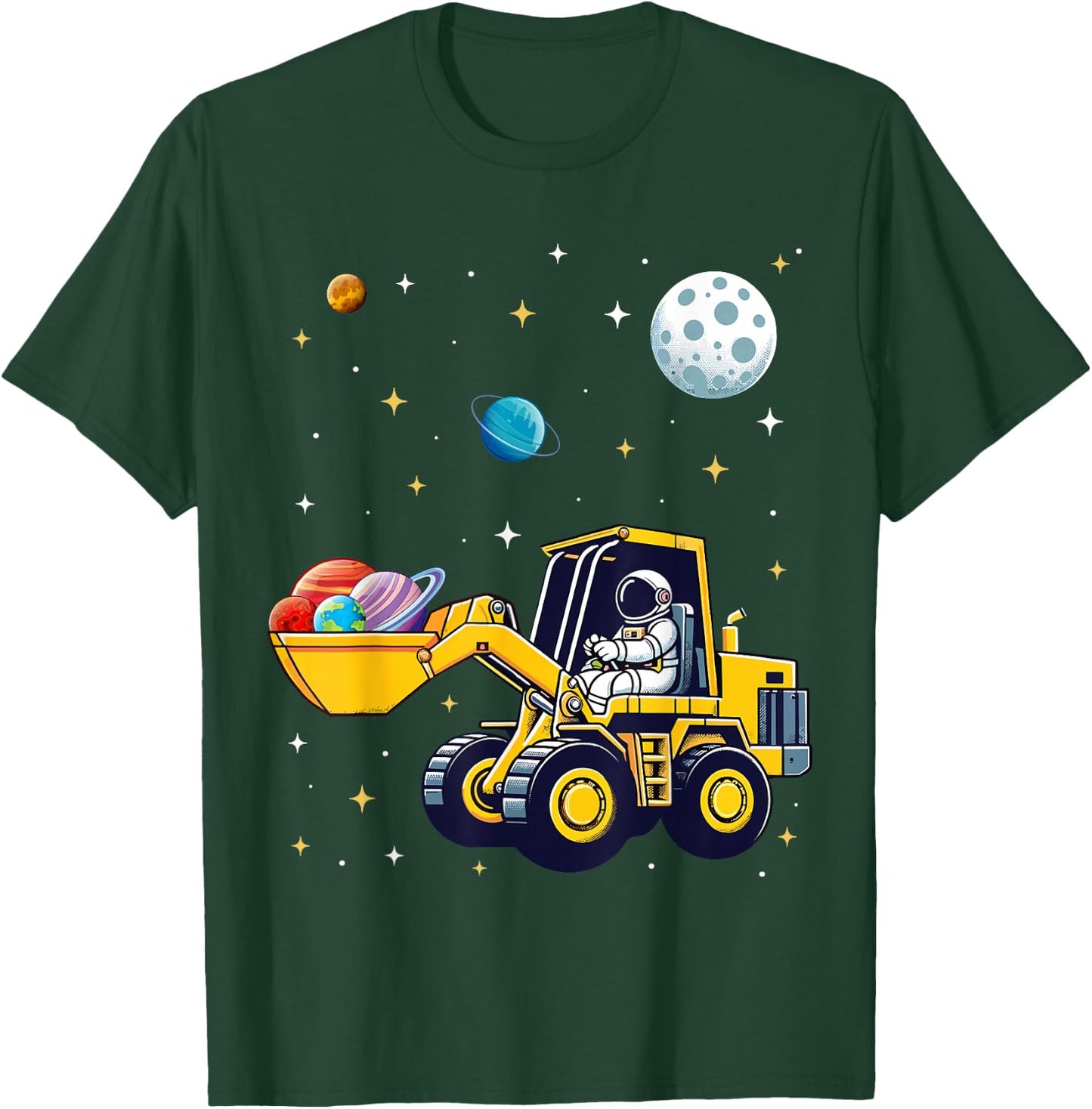 Kids Space Cosmic Excavator Astronaut Space Loader Planet T-Shirt - T-Shirt | Forest