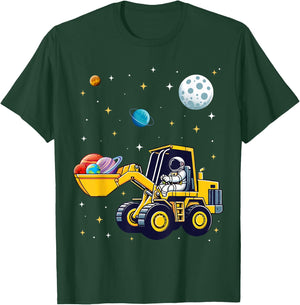 Kids Space Cosmic Excavator Astronaut Space Loader Planet T-Shirt - T-Shirt | Forest