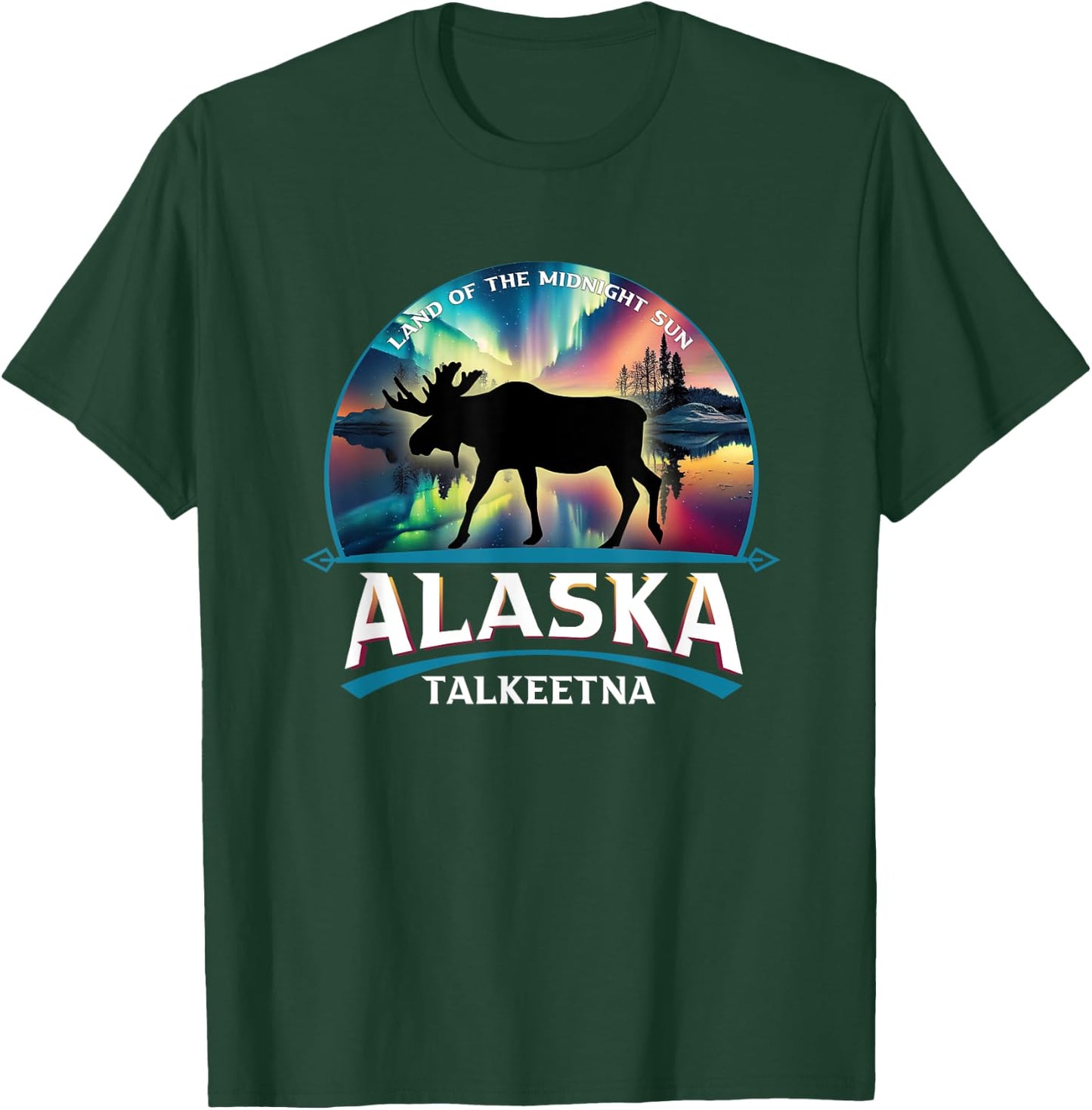 Talkeetna Alaska Aurora Borealis Moose Souvenir T-Shirt - T-Shirt | Forest