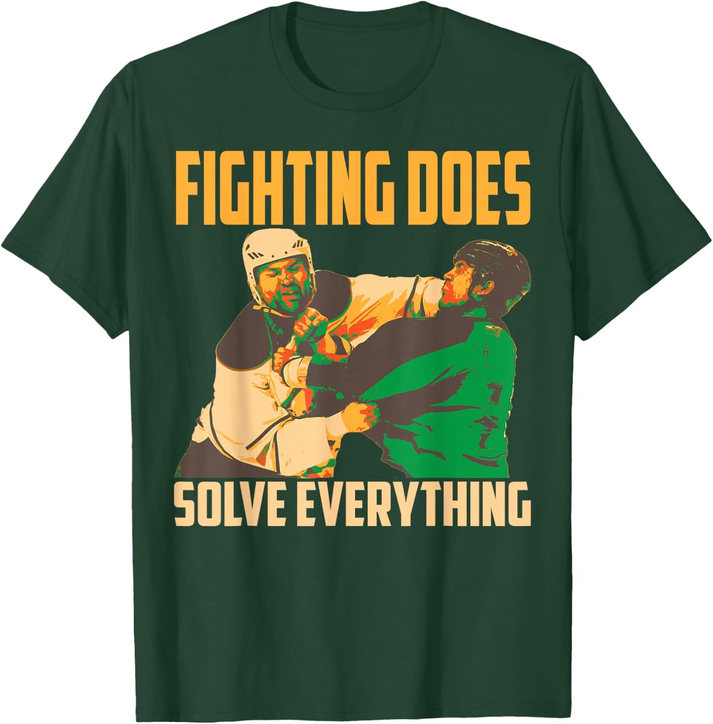 Cute Fighting Solve Everything | Funny Hockey Players Gift T-Shirt - T-Shirt | Forest