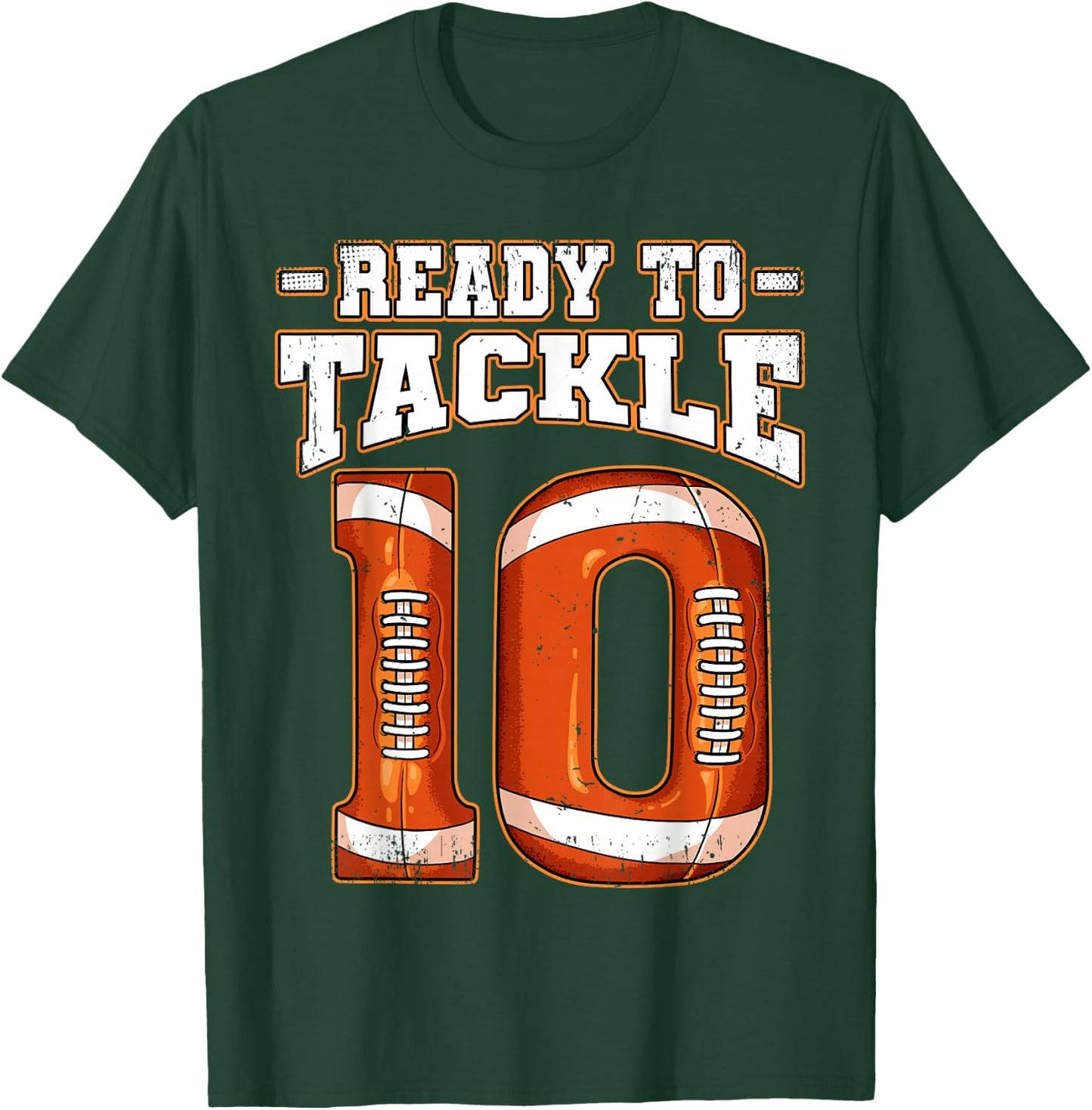 10th Birthday Football , Small, Black T-Shirt - T-Shirt | Forest