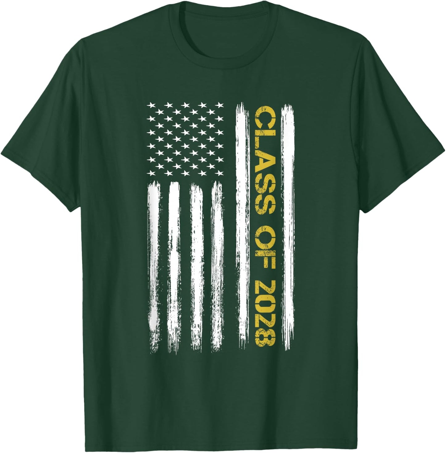 Senior Class Of 2028 Patriotic American Flag Graduation Gift T-Shirt - T-Shirt | Forest