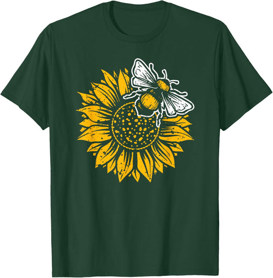 Bumblebee Sunflower Springtime Save The Bees Honeybee T-Shirt - T-Shirt | Forest