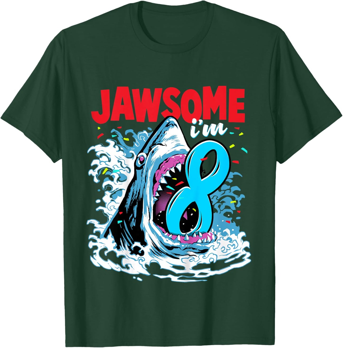 8th Birthday Shirt Shark Birthday Party Gifts for Kids 8 yr T-Shirt - T-Shirt | Forest