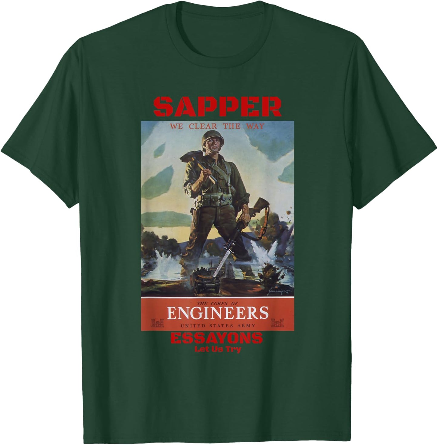 Sapper Army Combat Engineer Corps Veterans and Military T-Shirt - T-Shirt | Forest