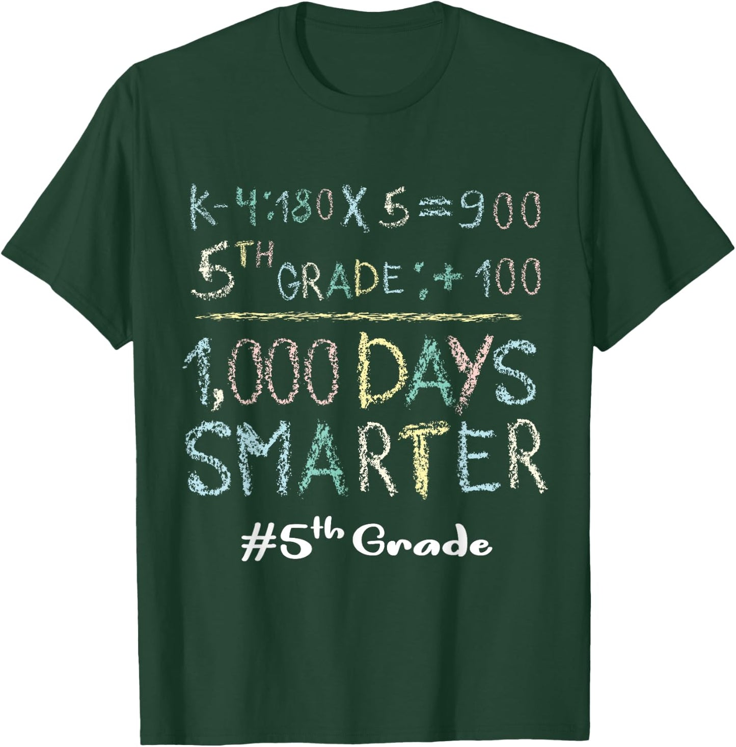 Fifth Grade Teacher 1000 Days Smarter 100 Days Of School T-Shirt - T-Shirt | Forest