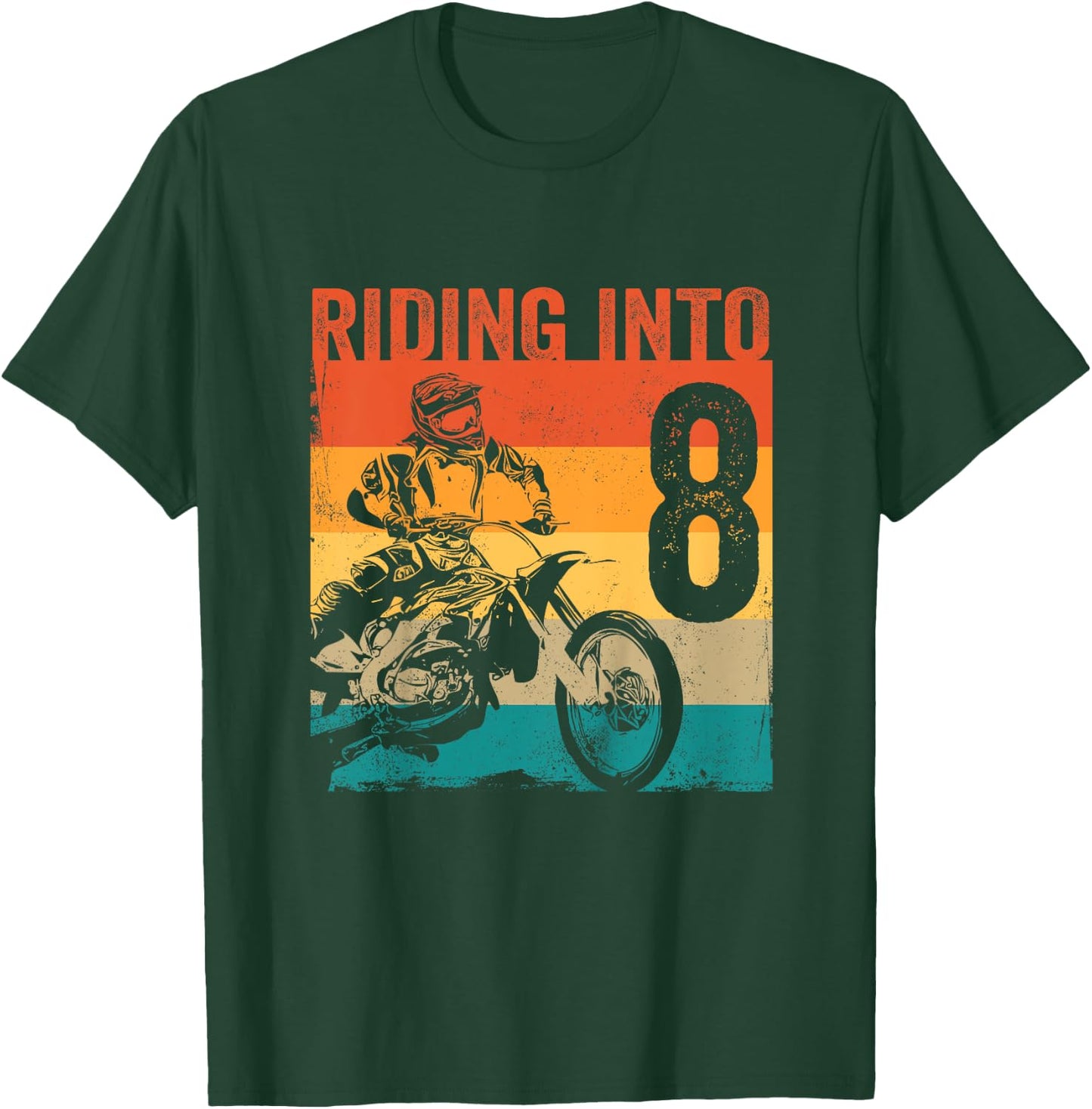 Kids Kids Motocross 8 Years Old Dirt Bike 8th Birthday Party T-Shirt - T-Shirt | Forest