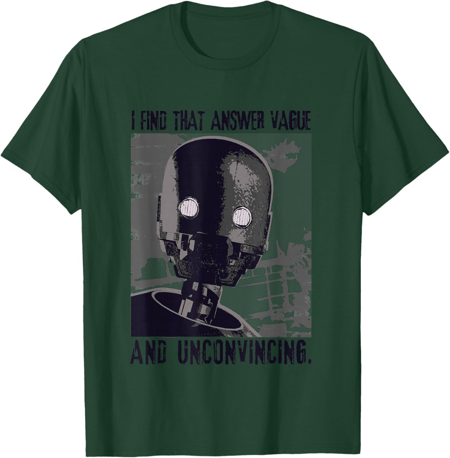 Star Wars Rogue One K-2SO I Find That Answer Vague Text Logo T-Shirt - T-Shirt | Forest
