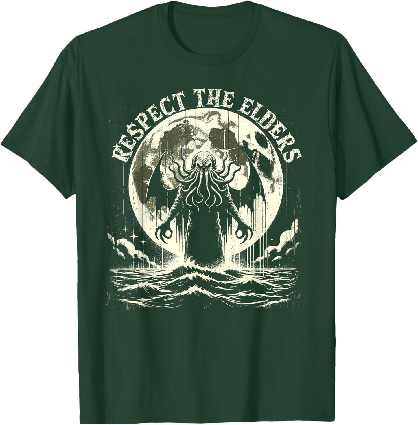 Cthulhu Respect The Elders, Vintage Cosmic Horror T-Shirt - T-Shirt | Forest