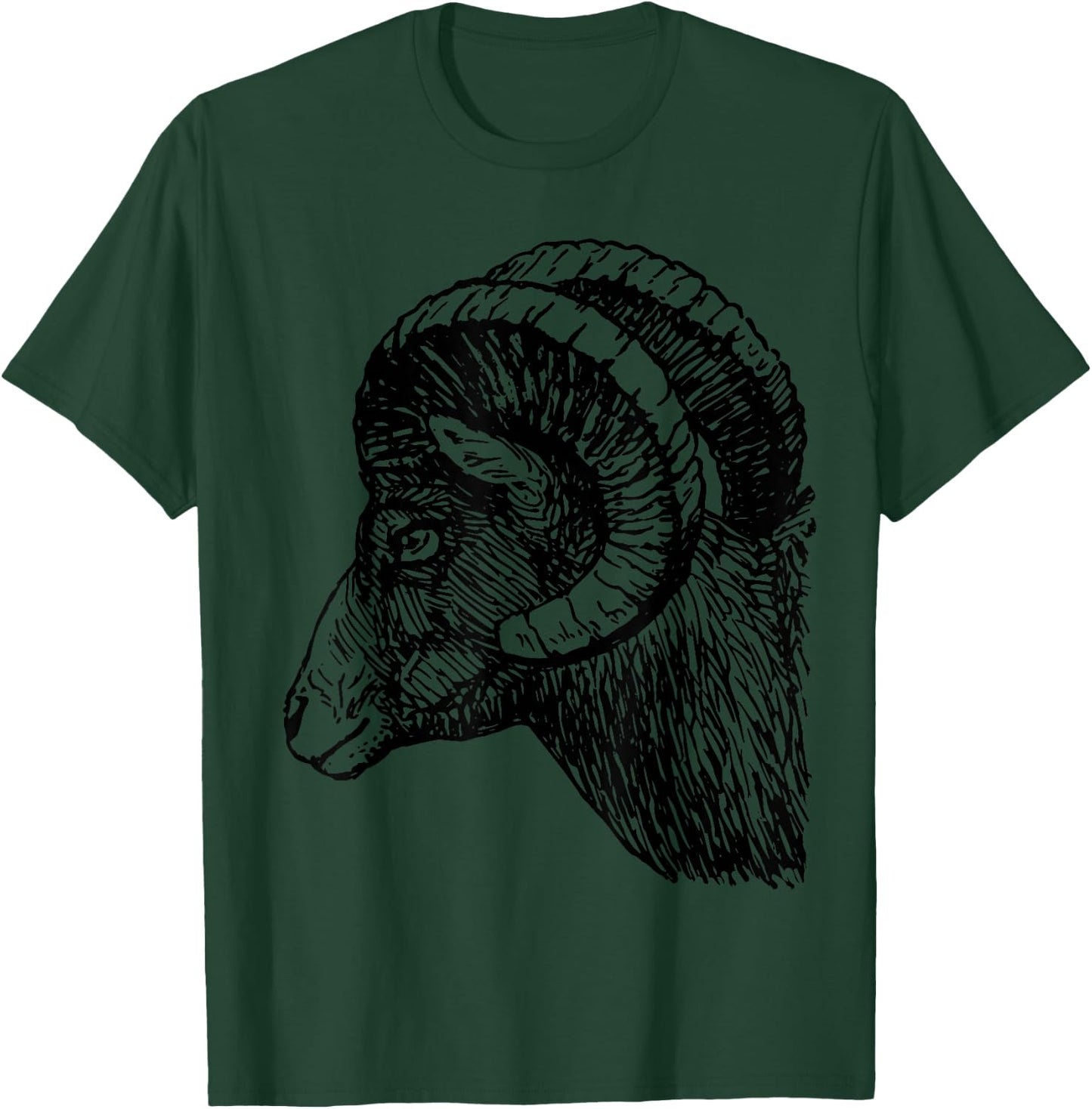 Bighorn Sheep Head and Horns T-Shirt - T-Shirt | Forest