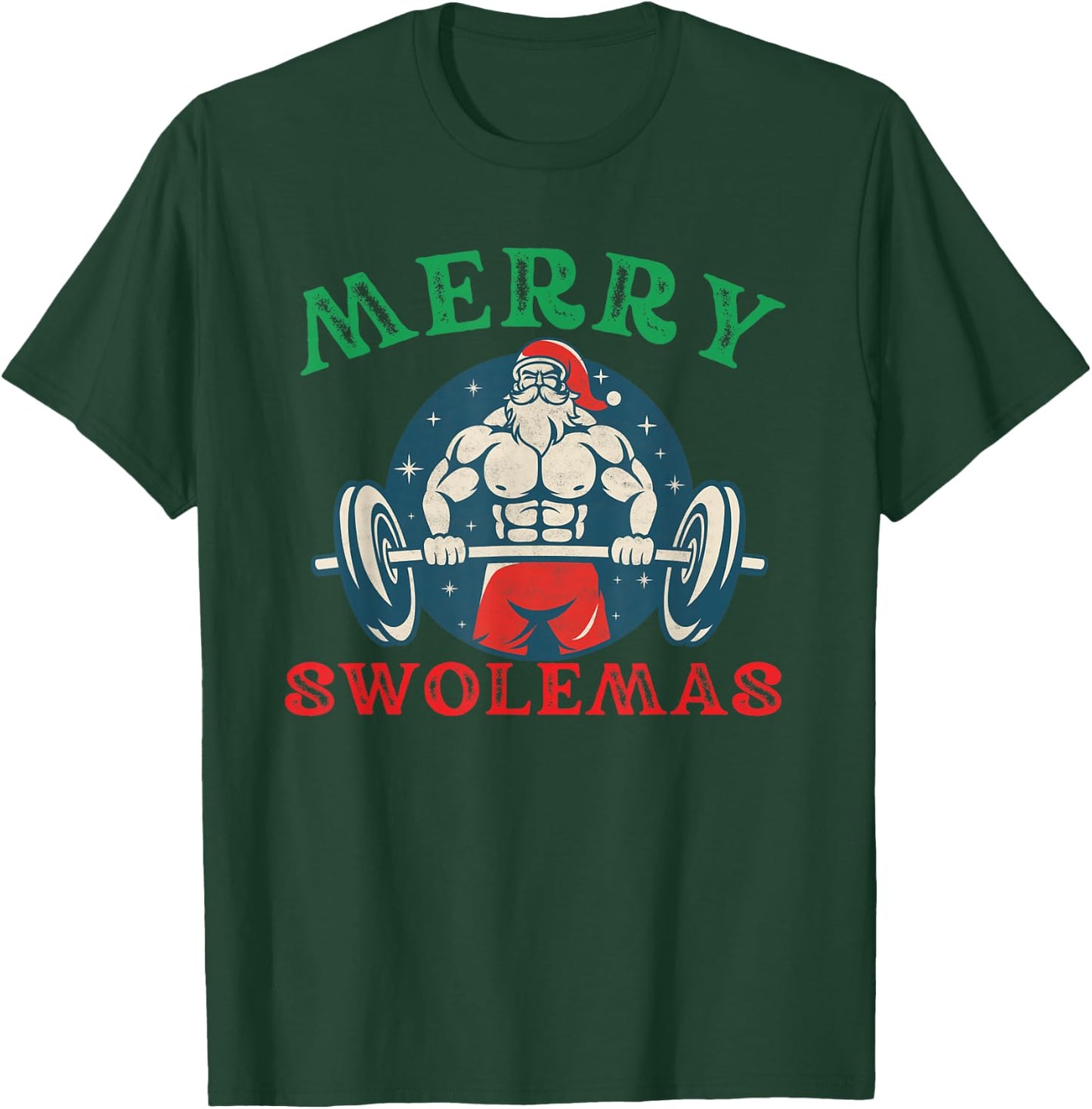 Merry Swolemas Funny bodybuilding Santa Christmas lift gym T-Shirt - T-Shirt | Forest