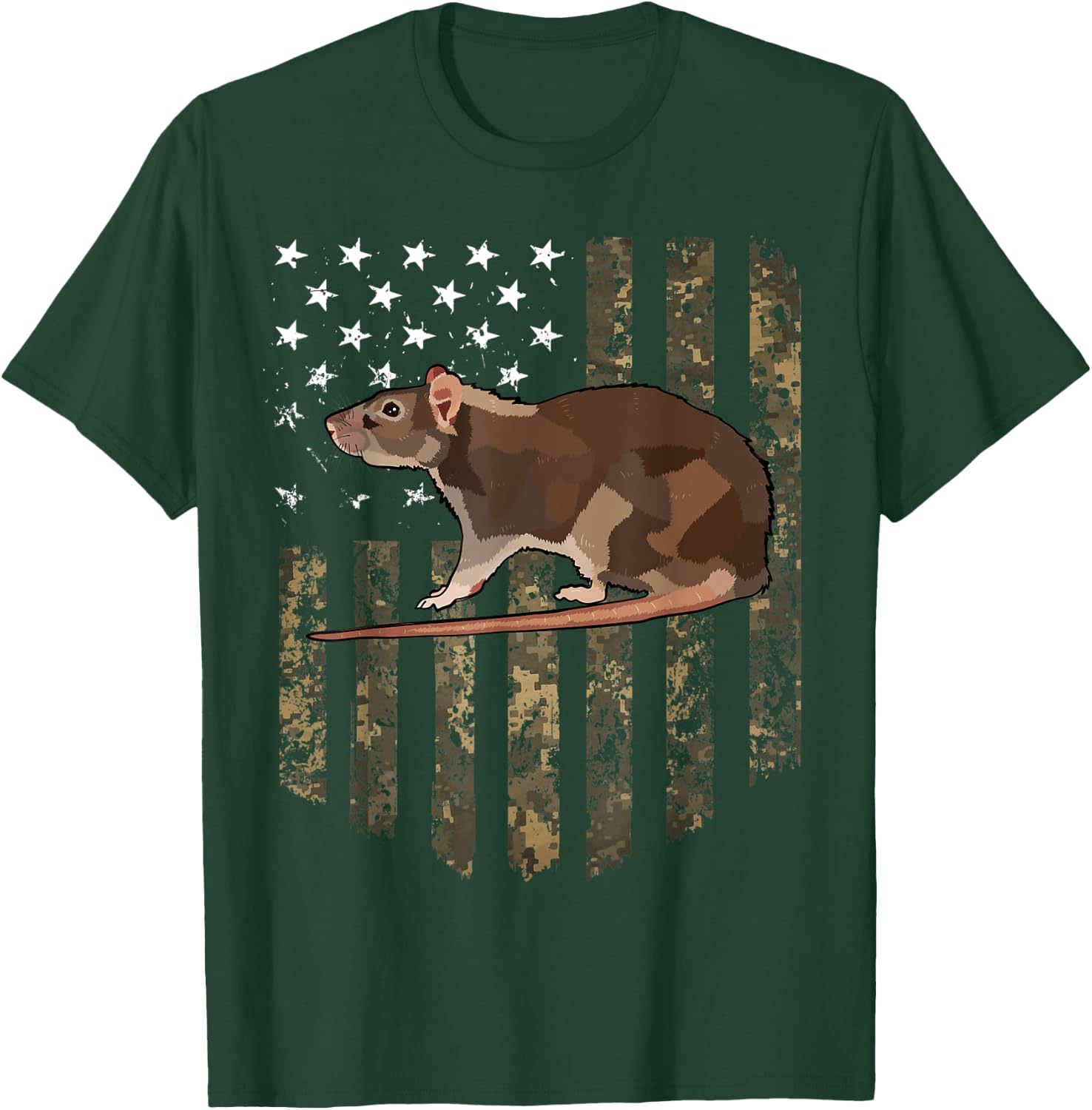 Camo American Flag Rat 4th Of July Farm Animal Kids Men T-Shirt - T-Shirt | Forest