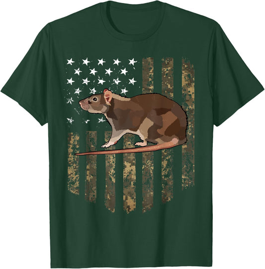 Camo American Flag Rat 4th Of July Farm Animal Kids Men T-Shirt - T-Shirt | Forest