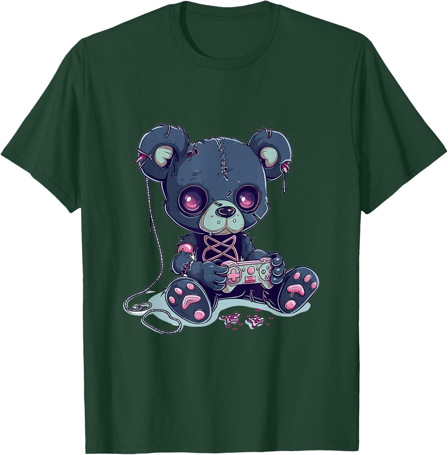 Goth Pastel Cute Creepy Kawaii Gamer Teddy Bear Gaming T-Shirt - T-Shirt | Forest