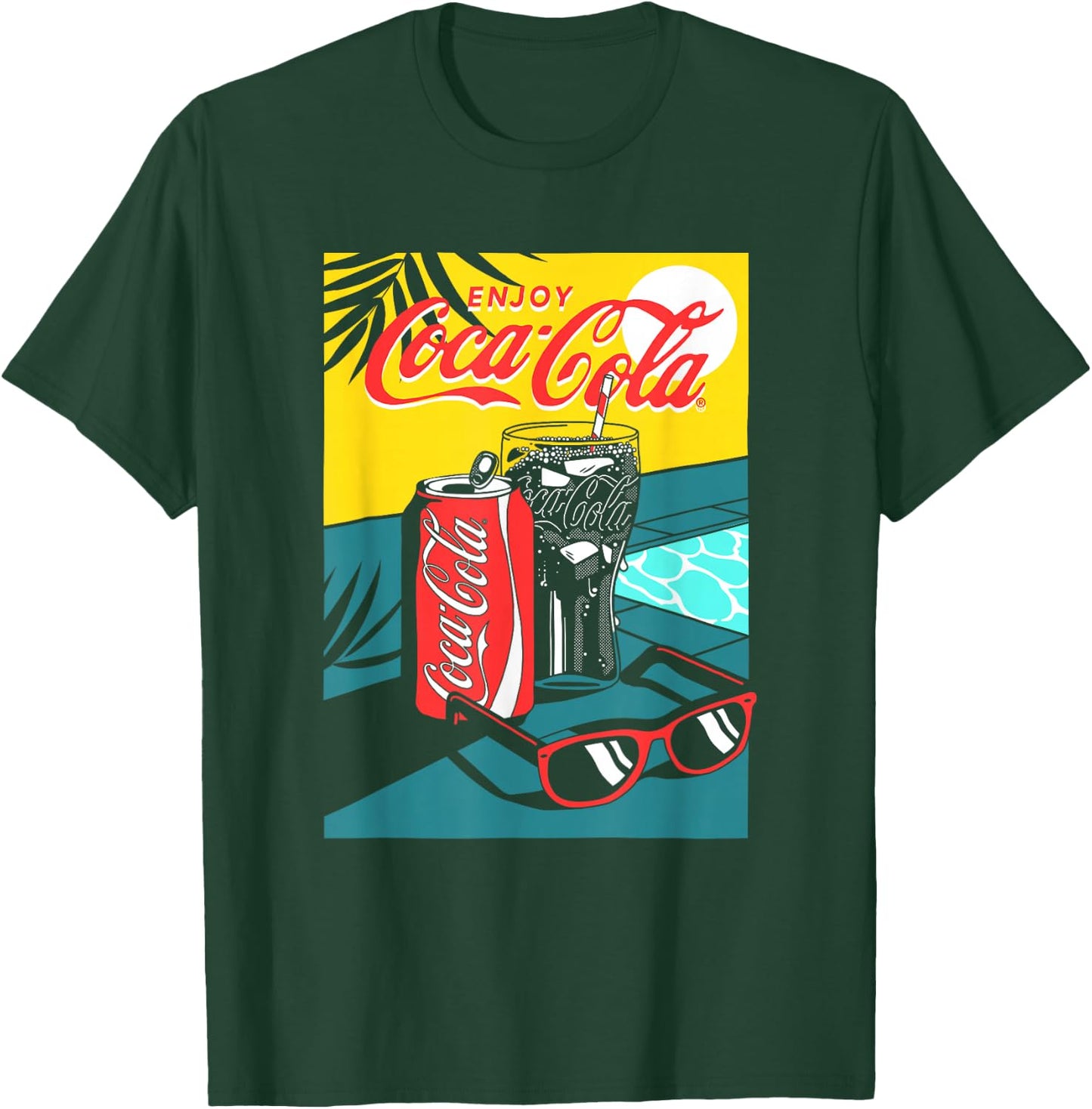 Coca-Cola Enjoy Coke By The Pool Big Chest Retro Poster T-Shirt - T-Shirt | Forest