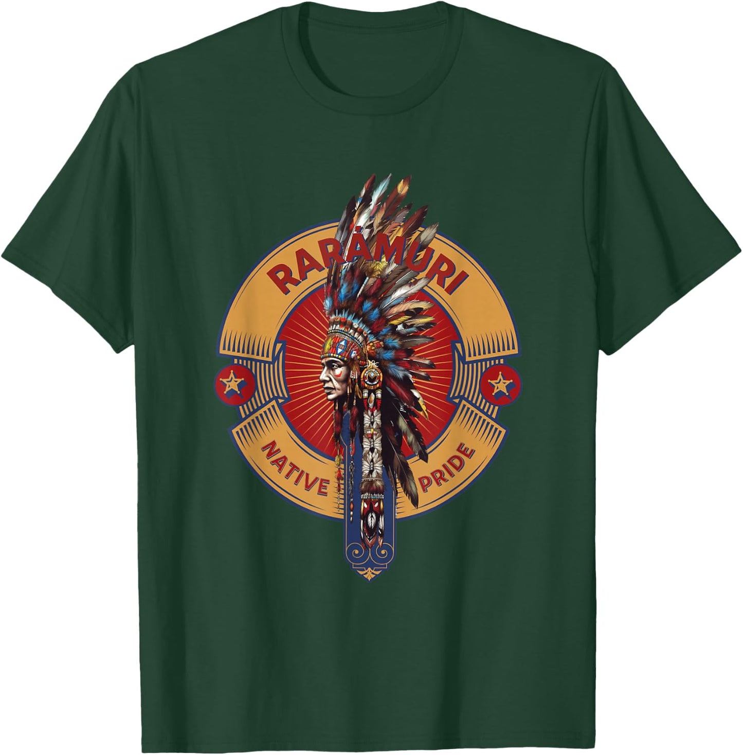 Raramuri Mexican Native Indian Art Deco Warrior Heritage T-Shirt - T-Shirt | Forest