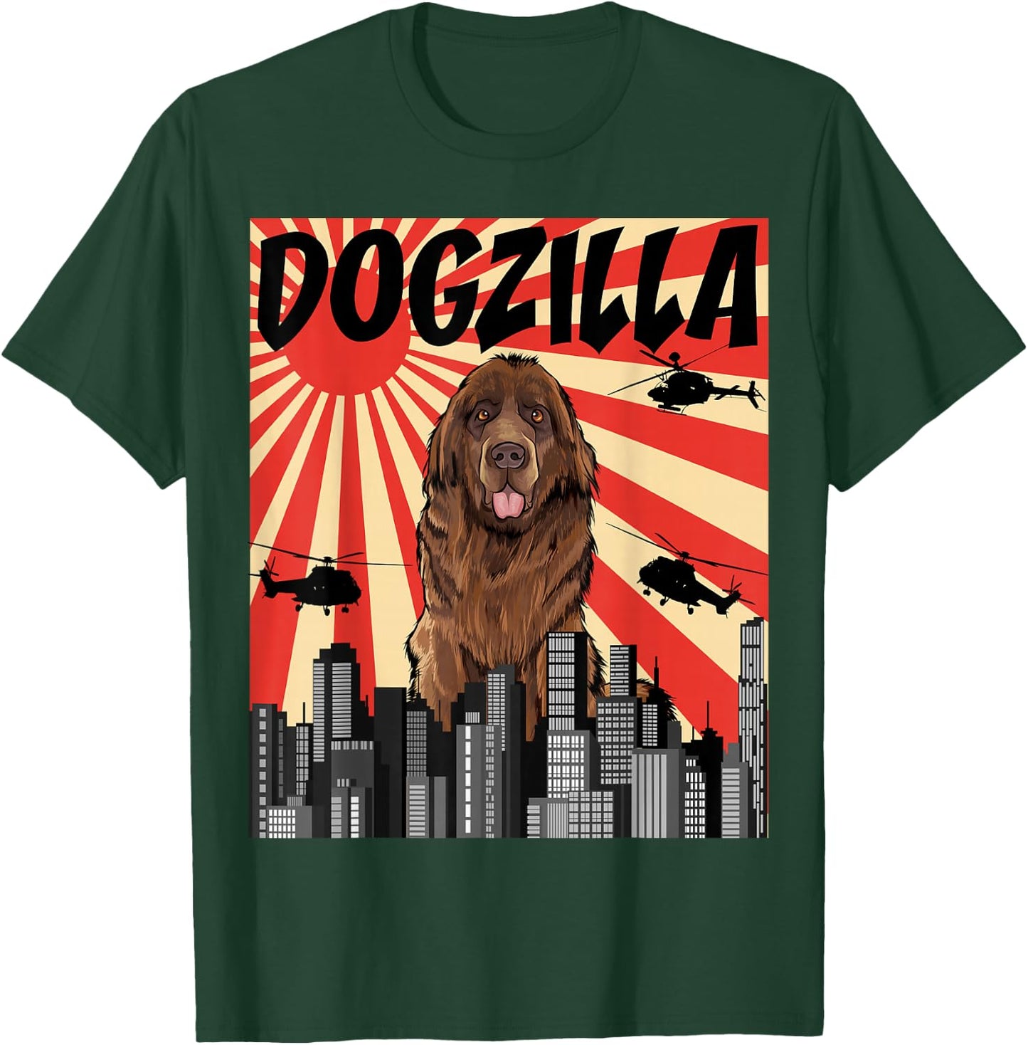 Funny Retro Japanese Dogzilla Newfoundland T-Shirt - T-Shirt | Forest