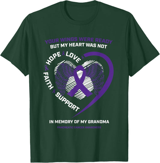 Purple Gifts Memory Of Grandma Pancreatic Cancer Awareness T-Shirt - T-Shirt | Forest