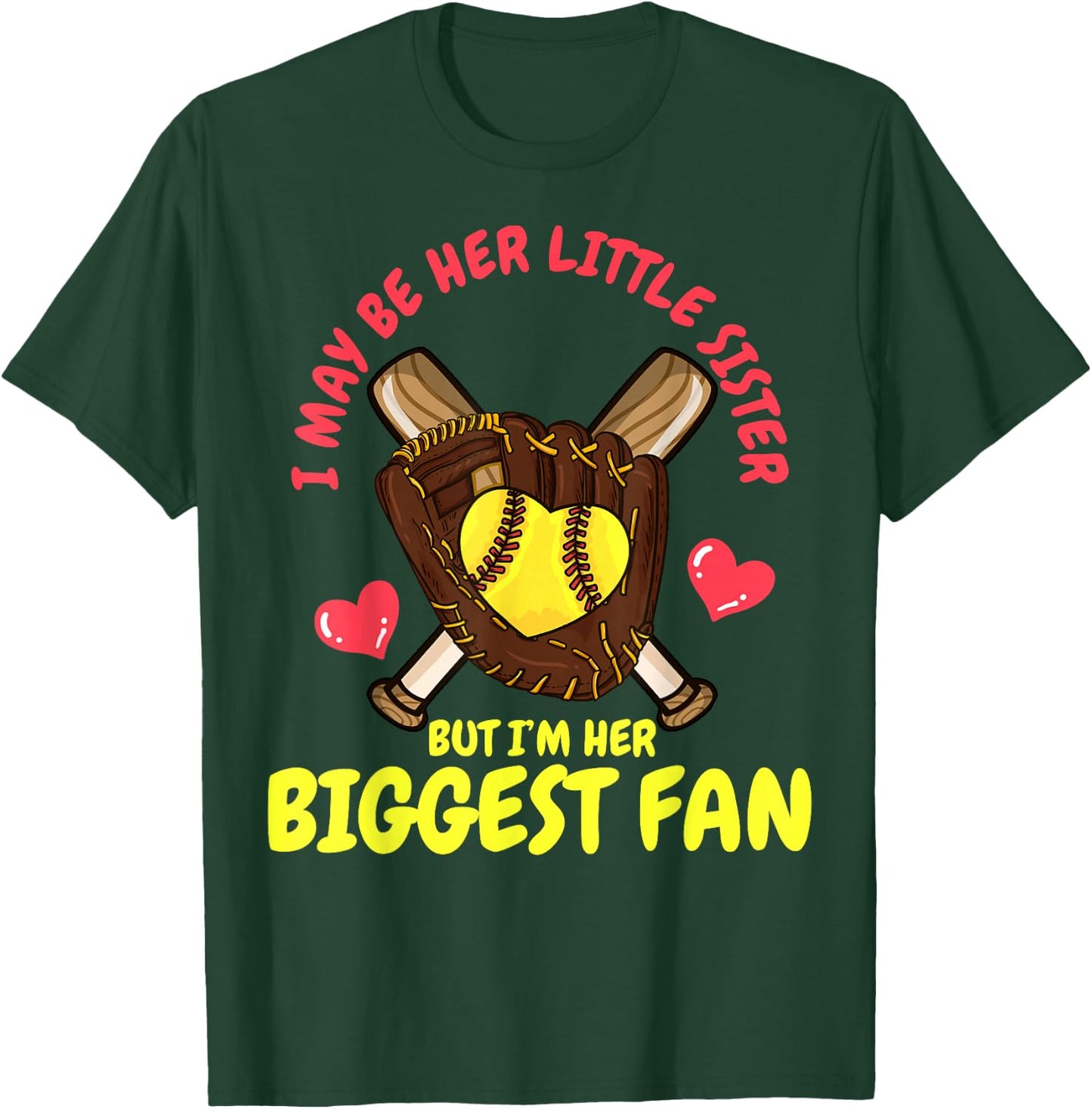 Softball Little Sister T-Shirt - T-Shirt | Forest