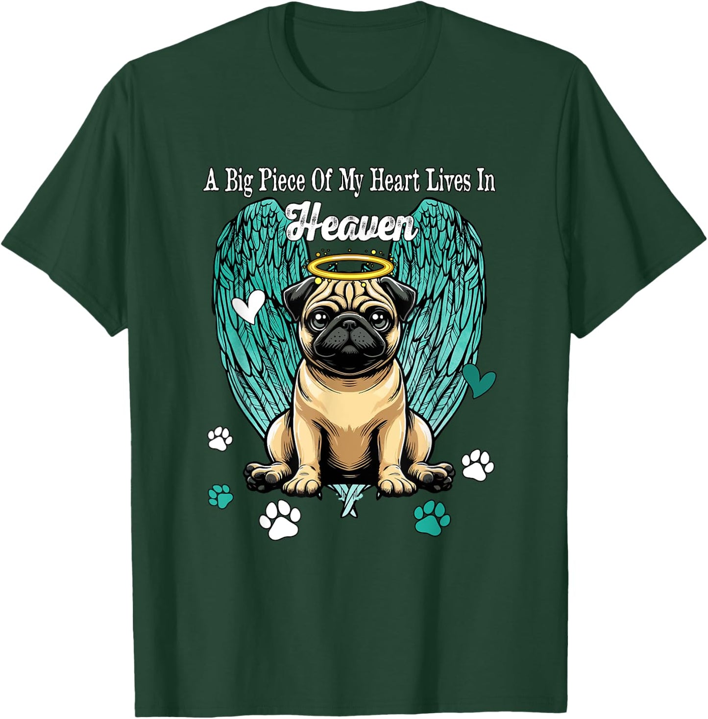 Heart Lives In Heaven Costume Pug Memories Owner T-Shirt - T-Shirt | Forest
