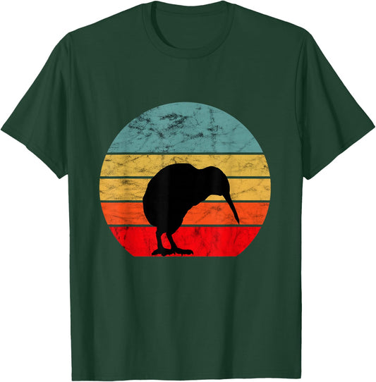 Kiwi Bird Retro Vintage Sunset New Zealand Animals Kiwi Bird T-Shirt - T-Shirt | Forest