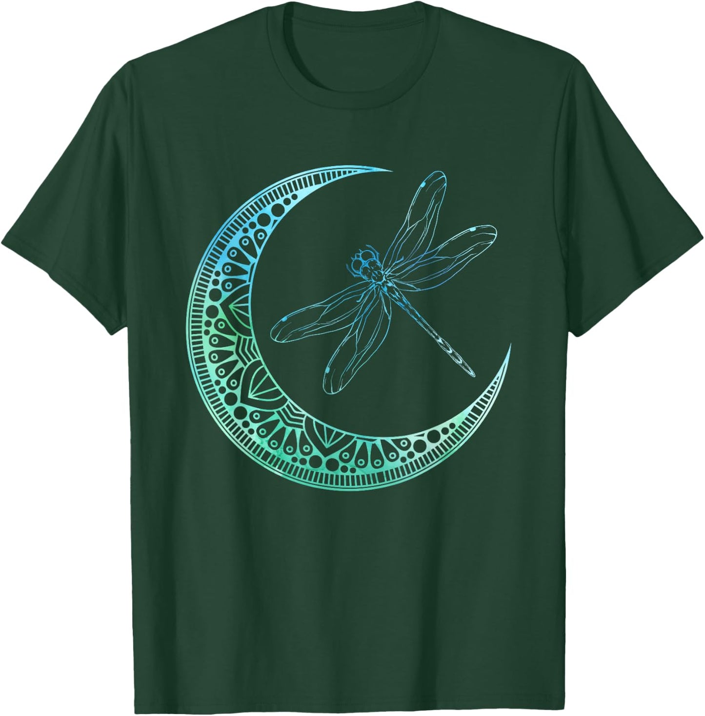 Entomologist Insect Animal Gift Moon Mandala Dragonfly T-Shirt - T-Shirt | Forest