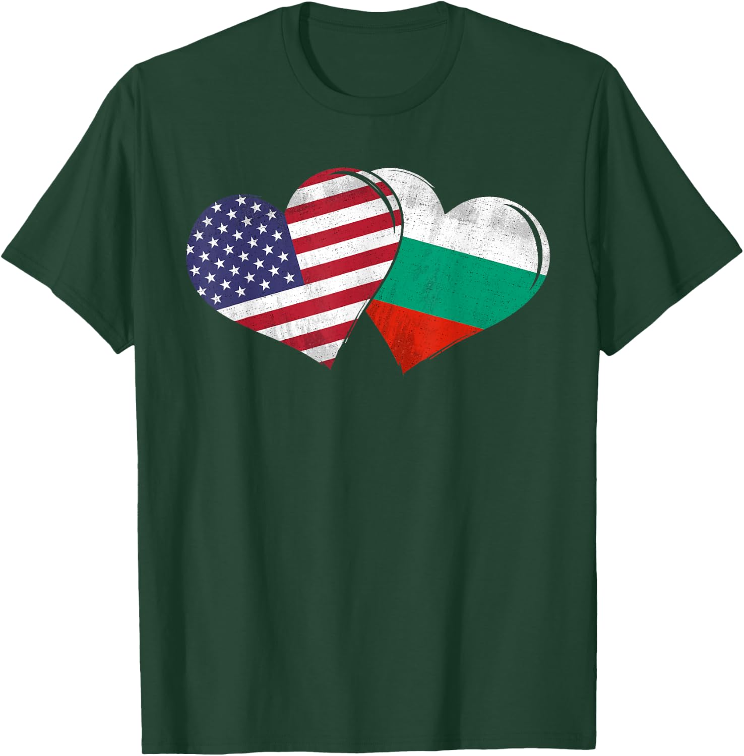 Vintage Bulgaria - American Flag Heart For Bulgarian T-Shirt - T-Shirt | Forest