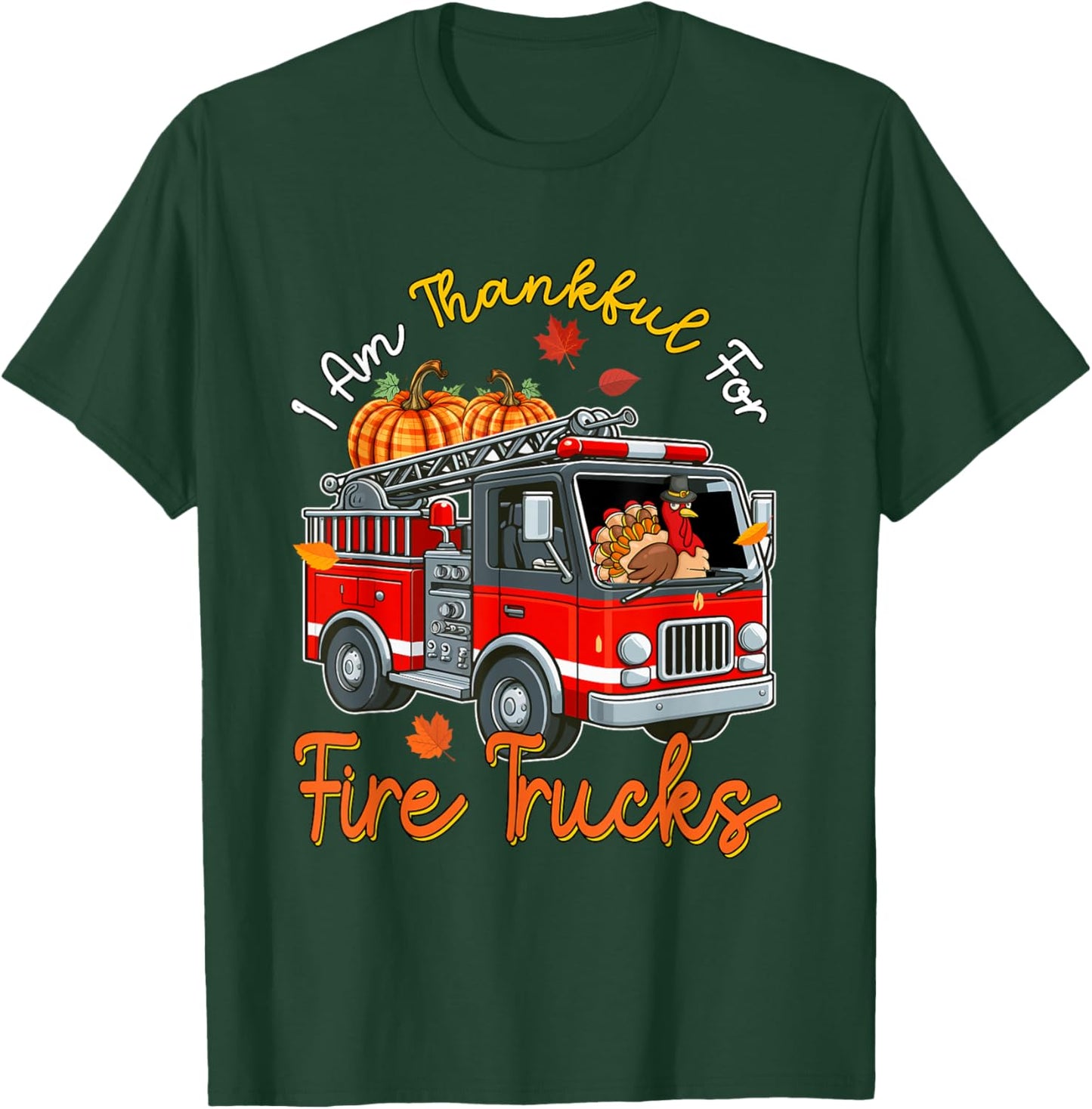 Thankful For Fire Trucks Thanksgiving Turkey Sunglasses T-Shirt - T-Shirt | Forest