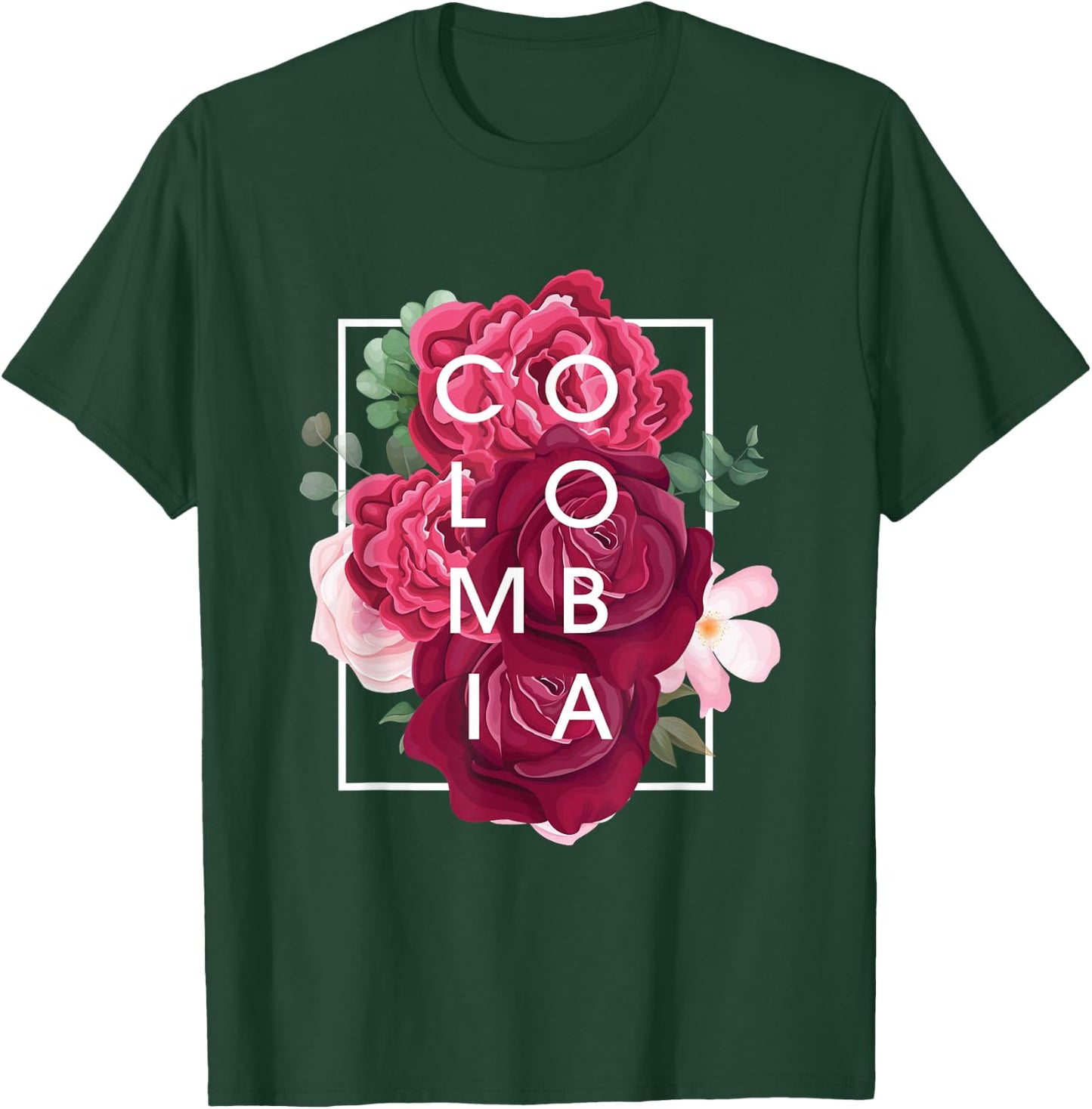 Flowers of Colombia Word Art - Colombian Pride T-Shirt - T-Shirt | Forest