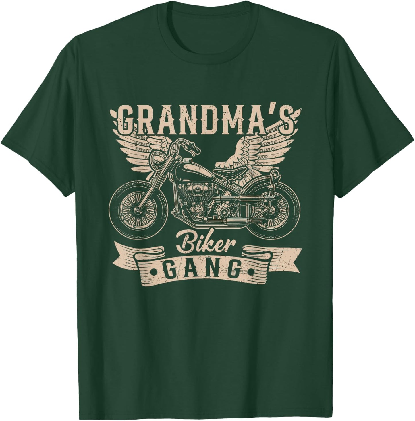 Grandma's Biker Gang Proud Motorcycle Rider Mothers Day T-Shirt - T-Shirt | Forest