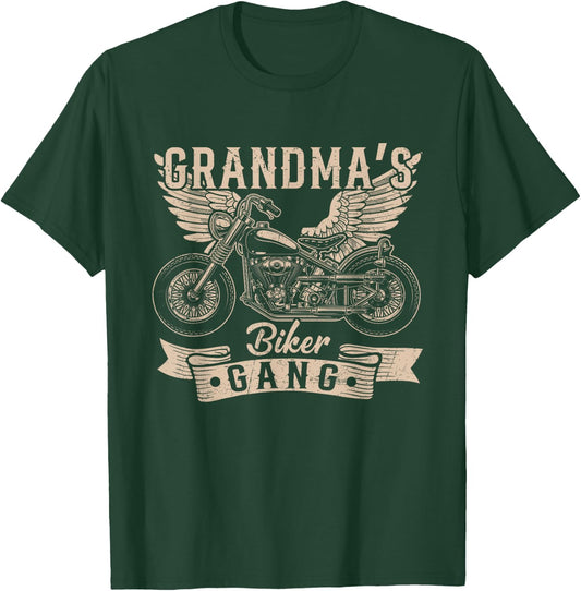 Grandma's Biker Gang Proud Motorcycle Rider Mothers Day T-Shirt - T-Shirt | Forest