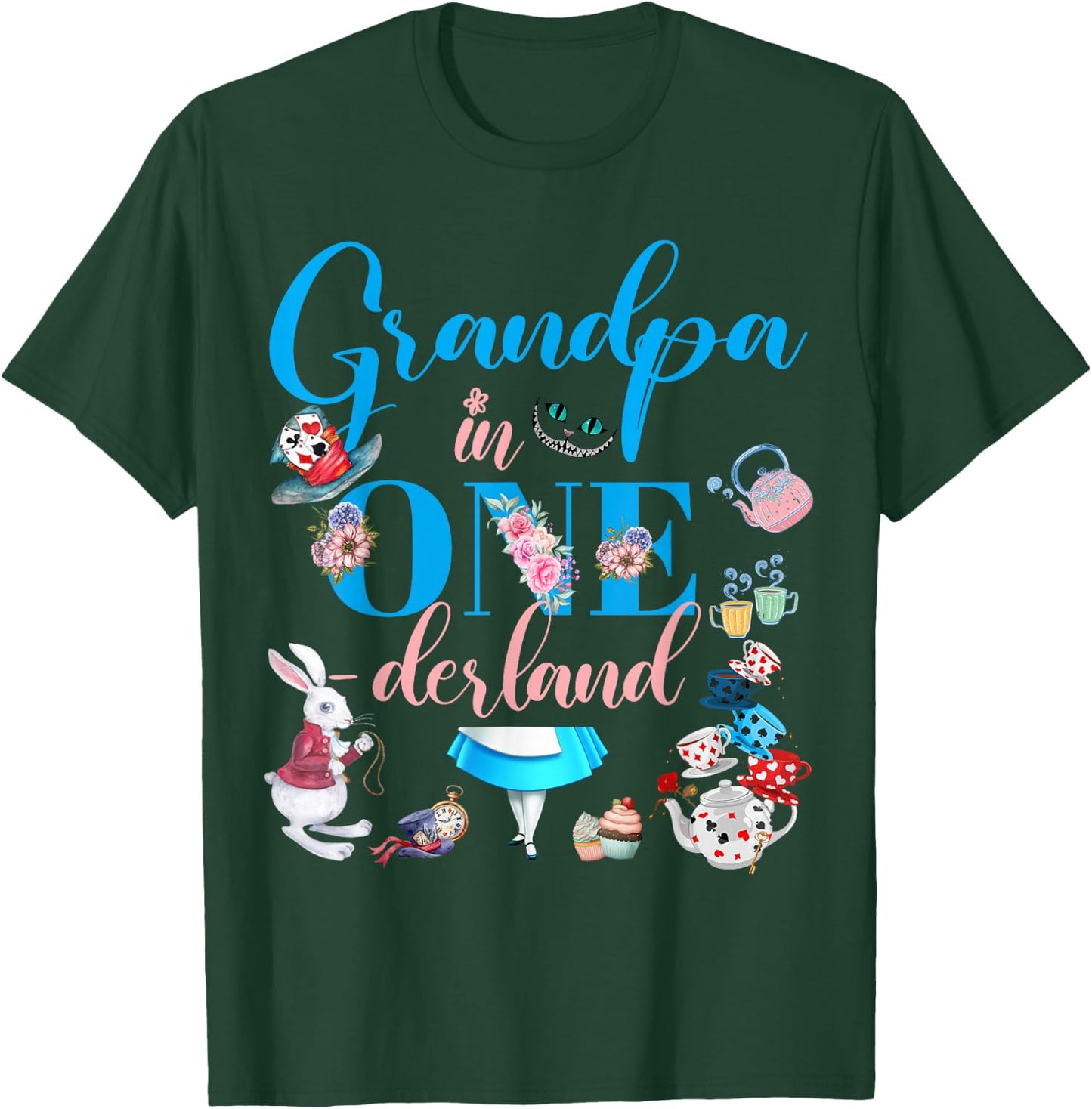 Alice in ONEderland Family Grandpa Of The Birthday Girl T-Shirt - T-Shirt | Forest