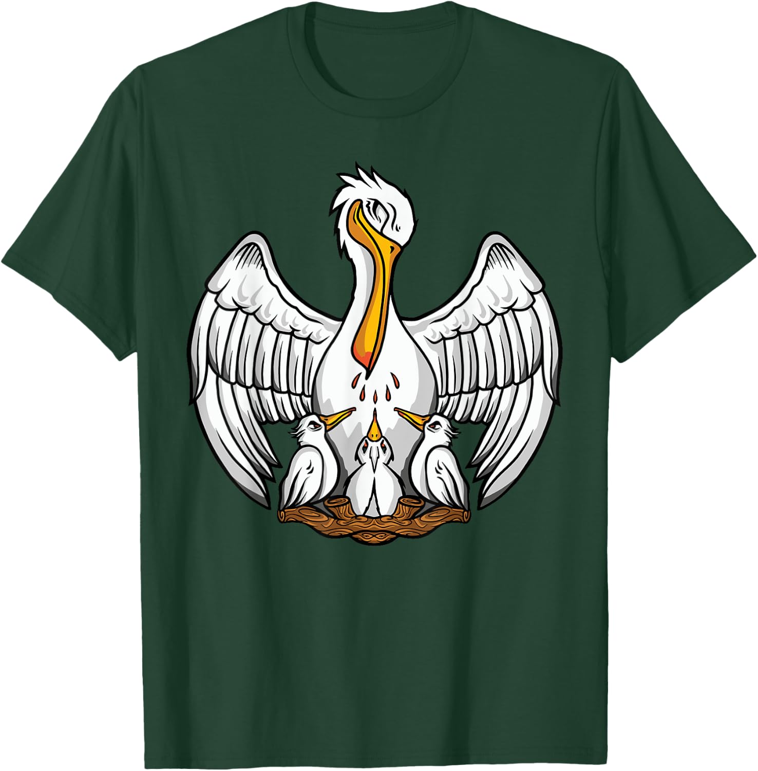 Pelican in Her Piety Catholic Symbols Traditional Latin Mass T-Shirt - T-Shirt | Forest