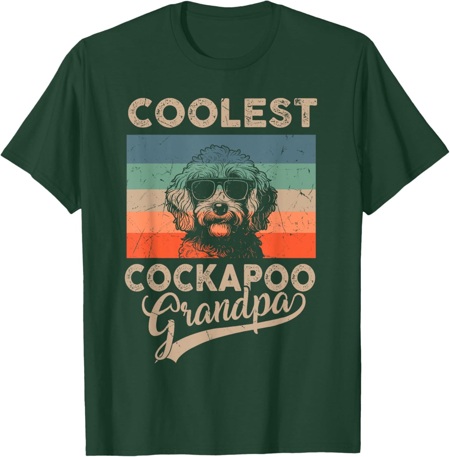 Coolest Cockapoo Grandpa Gifts Dad Funny Dog Grandpa Retro Women Girls Kids T-Shirt - T-Shirt | Forest