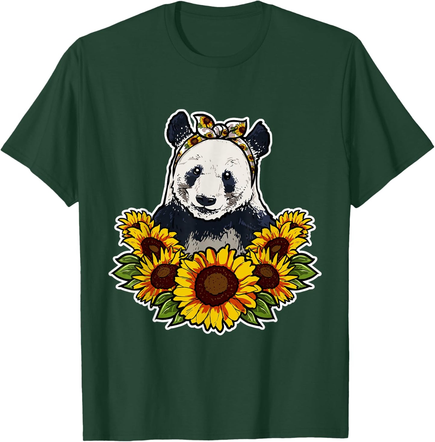 Cute Panda Love Gift Sunflowers Decor Panda T-Shirt - T-Shirt | Forest