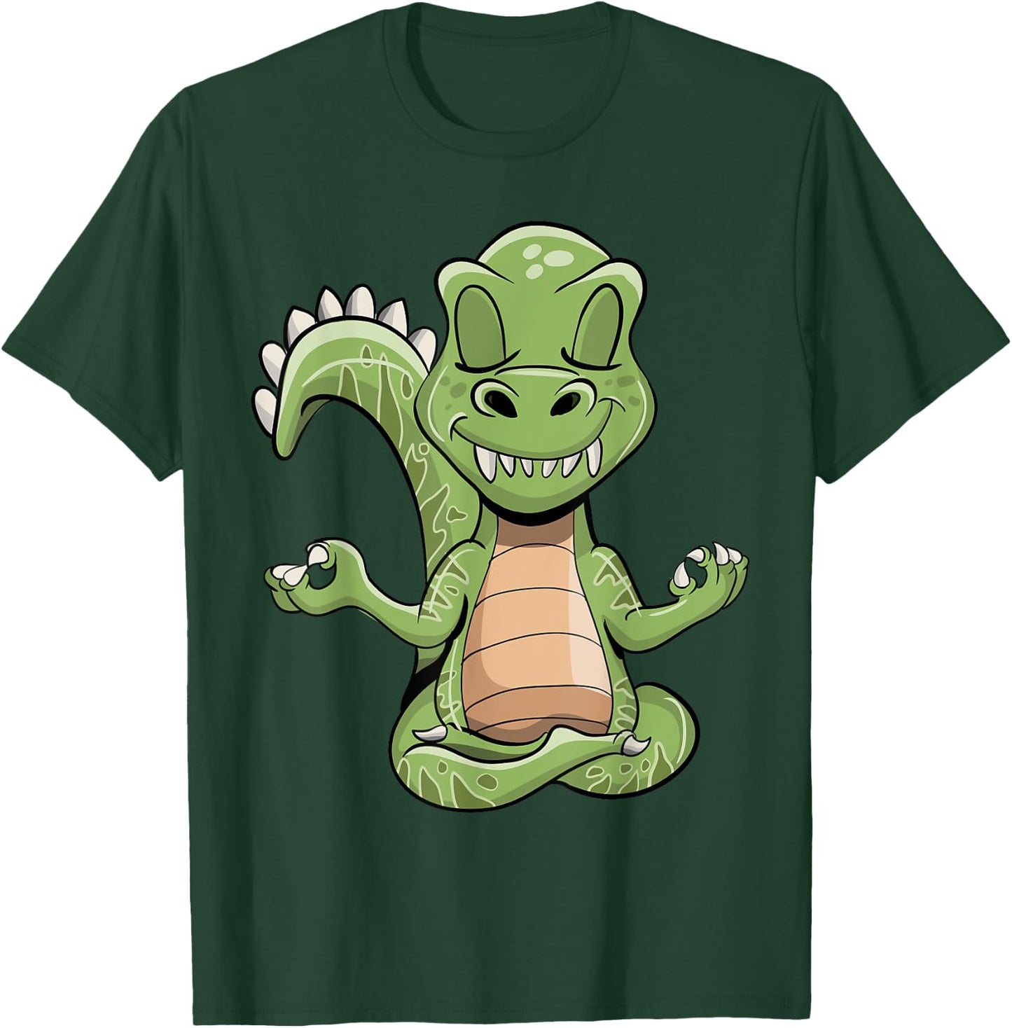 Dino Yoga Dinosaur Dragon Meditating T-Rex Yogasaurus Zen T-Shirt - T-Shirt | Forest