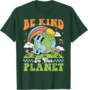 Earth Day Be Kind To Our Planet Retro Groovy Earth Day T-Shirt - T-Shirt | Forest