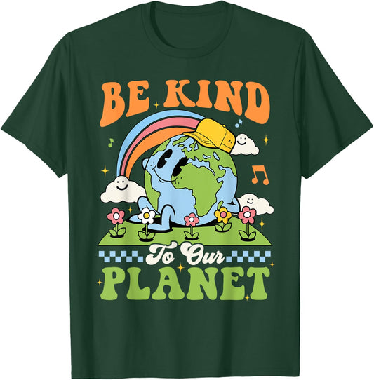 Earth Day Be Kind To Our Planet Retro Groovy Earth Day T-Shirt - T-Shirt | Forest