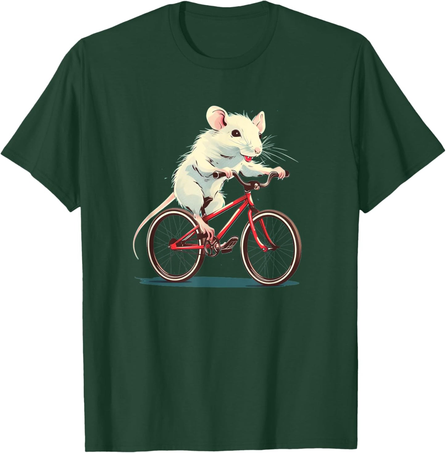 Funny white Rat on red Bike Costume T-Shirt - T-Shirt | Forest