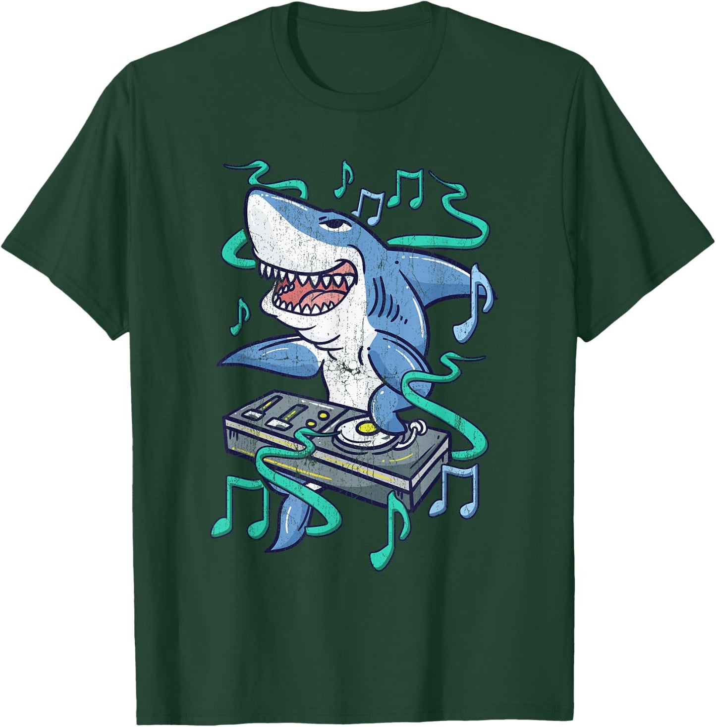 Funny Shark DJ - Party Dance Club - Disk Jockey EDM T-Shirt - T-Shirt | Forest