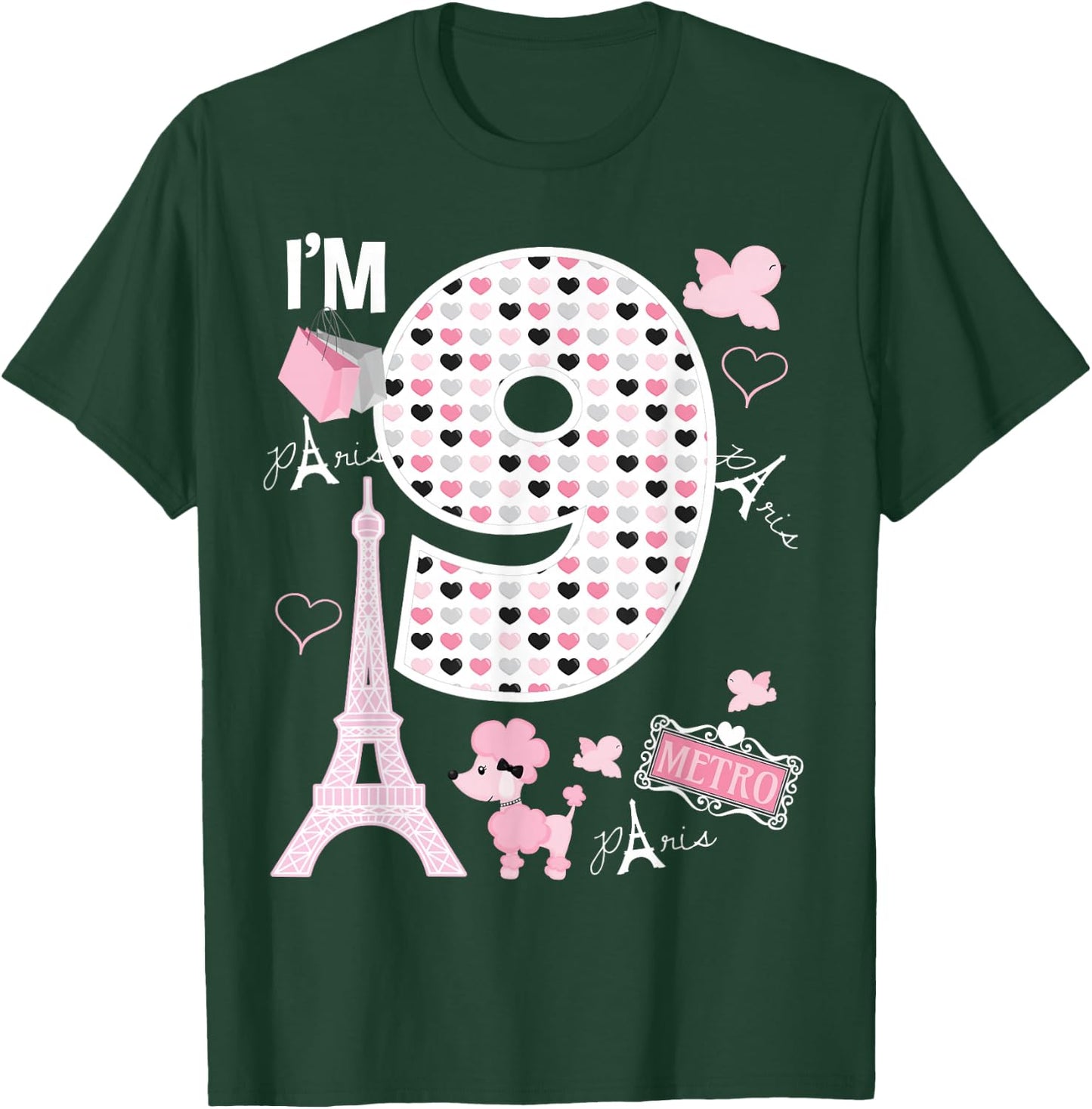 Paris 9th Birthday Girl Paris 9 Year Old Matching Family T-Shirt - T-Shirt | Forest